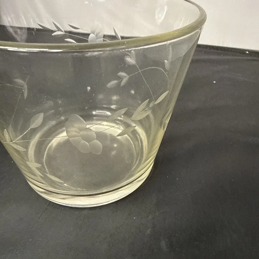 Vintage Princess Heritage House Crystal Ice Bucket Etched Floral Design 5